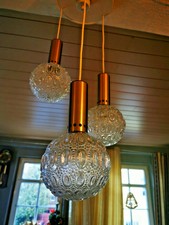 DDR Deckenlampe ca 70er Messing Look 3flammig Bubble Ära  Deko Vintage RLager