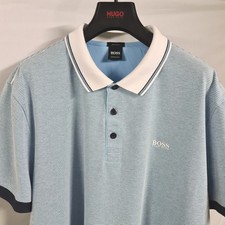 Hugo Boss Polo Shirt T Shirt Hemd Herren Gr. 3XL Blau/Weiß mit Muster