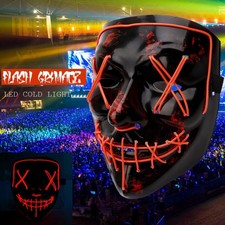 Hot Halloween genähte Leuchtmaske für Purge Movie EL Wire Scary Mask Party DHL