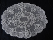 Deckchen Florentinertüll Jugendstil 21 cm x 16 cm weiß top erhalten
