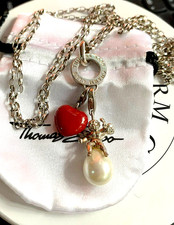THOMAS SABO Kette 90cm Engel auf Perle Herz rot Carrier TOP Zustand TS-SChachtel
