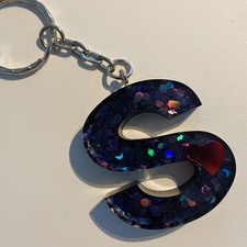 Schlüsselanhänger Buchstabe S, Resin Epoxidharz, Personalisiert, Schimmert Bunt