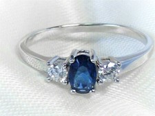 SAPHIR RING 925 Sterling SILBER Gr. 18 Stein cz. facettiert blau oval 