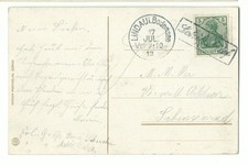 BODENSEE SCHIFFSPOST Rahmenstempel "Schiffsbrief" Lindau 1913 AK Gebhardsberg