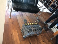 MB V12 Motorblock Tisch mit Glasplatte ESG Sicherheitsglas 70x110 cm