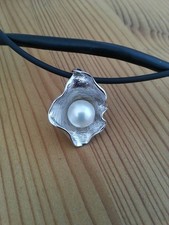 K753 Perlenkette Süßwasserzuchtperle 925 Silber Lederkette Halskette Collier