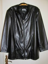 ❤Sexy schwarze Long-Jacke Leder-Imitat Gr. 50❤