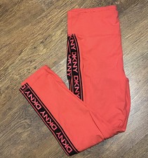 DKNY Damen Sport Leggings Größe Large Brandneu ohne Etikett Pinky/rot 90 % Baumwolle 10 % Elasthan