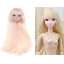 7 mm Hals Loch Kopf geformt verwurzelt goldene Perücke 1/6 Kugel gelenkt Puppe maßgeschneidert zum Selbermachen