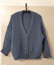 Strickjacke, blau, Gr. M, Grobstrick