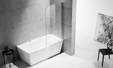 Badewannenabtrennung Faltwand Duschabtrennung 1-teilig Glas Klarglas H140 cm