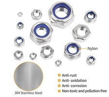 Sicherungsmuttern Stoppmuttern Selbstsichernde Muttern DIN985 A2-70 M2-M12 Nylon