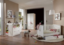 Babyzimmer-Set Schrank Babybett Wickelkommode Filou weiß eiche sägerau 73004756