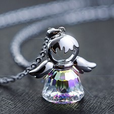 Halskette + Schutzengel Anhänger 925 Silber mit Kristall von Swarovski® Engel