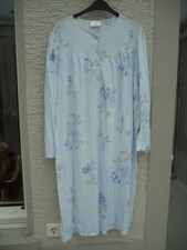 Nachthemd, Damen, Lingerie, Knopfleiste, Größe 52/54 XXL, blau, Blumenmuster