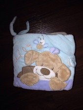 Nattou Kinderwagen Stoffbuch Buggybuch Knistert Spiegel Hund Tiere Bunt Blau Dog