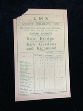 1927 LMS Eisenbahn Handzettel Kew Bridge Kew Gardens & Richmond