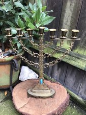 Vintage 1970er Jahre MESSING ISRAEL MENORA Cabochon Chanukka Chanukka Mitte des Jahrhunderts