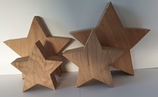 Weihnachtsdeko Holz-Sterne 4 Stück Eiche handgefertigt naturbelassen NEU