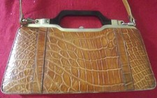 50er Handtasche von FLORENZKE (Crocodilleder) H/17cm,B/34cm,T/10cm 