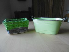 2 Stck. Blumen Topf Übertopf 1x aus Metall und 1 x geflochten