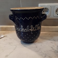 Handarbeit ~ Bürgel Keramik Tischreste Tisch-Abfälle, Henkeltop Deckel-Dose blau