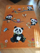 Kinderteppich Teppich Panda, Eulen, Schmetterlinge, Vögel, orange, 230 x 160 cm 