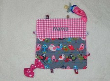 Schnuffeltuch Wunschname Vögel Pink Grau Schmusetuch Handmade ♥ Nukki Parkplatz