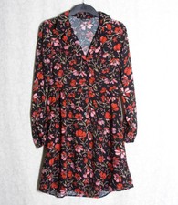 AMISU Kleid Hemdkleid Blusenkleid ➡️ Gr. 36 ⬅️ schwarz gemustert