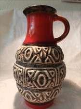 Scheurich Keramik Vase / Krugform 1741/24 - Muster Azteke / Maya ? H 25 cm