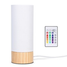 Tomons Nachttischlampe aus Holz, Dimmbar RGB Tischlampe, mit Fernbedienung