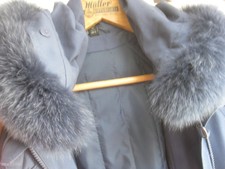 Pelzstreifen Fuchskragen Fuchstreifen Fell Echt Pelzkragen Kapuze Parka blau alt