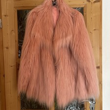 MarcCain N4  M /L Fake Fur Pelz Fell Jacke wie neu Rose Zottel Ausgefallen Boho