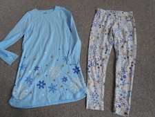 Lands End Tunika Kleid Leggings Schneeflocken Gr. 140/146 Gr, M wie neu!!!