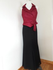 Damen Abendkleid lang Gr. 40 zweitlg weinrot/Korsage schwarz/Swingrock 