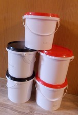 5x5l -weise-Eimer Rund-aus  Lebensmittelbereich  Deckel ,blau ,rot grün  schw.