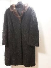 Schöner Damen Persianer Pelzmantel mit Nerzkragen, Vintage, Gr. 42/44, schwarz