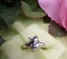 Süßer Schwarzer Spinell Silberring - Delfine /Gr.17 (Mit Zertifikat) 