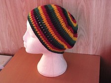 Medium Rasta Tam Beanie Mütze Crochet rasta rot grün gelb schwarz Jamaika