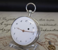 Rare frühe antike Dey Paris Spindel Taschenuhr Repetition verge pocket watch 
