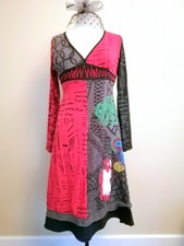 WoWø¤º Damen Shirt Stiefel KLEID wie Desigual Gr. S / M 36 38 bunt º¤øWoW