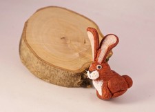 Braun Hase Broach Pin Abzeichen Rabbit Tier Zubehör Handarbeit Tiere Fimo Süß