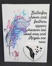 Halterkarte Federn, Sentimentalverlust + Holzkühlschrank Magnetherz