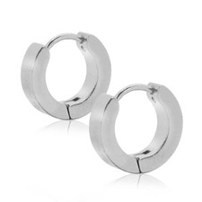 2 Klappcreolen Glänzend Creolen Edelstahl Creole Ohrringe Huggie Herren Kinder