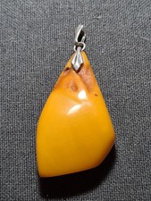 Bernstein Butterscotch Amber Anhänger 835 Silber 8.28gr L 4,5cm B 2,5cm