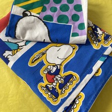 Seltene Vintage Snoopy Peanuts Woodstock Skating Single Bettbezug Kissenbezug