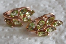 Ohrringe mit echtem Peridot, 925er Silber, rotvergoldet