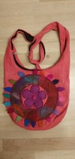 Beuteltasche Tasche Umhängetasche rosa Filz Filzblume Regenbogen  Nepal