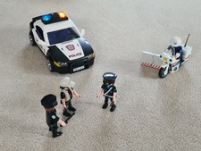 Playmobil 5614 Polizeiauto mit Blinkleuchten Set & Extras, Motorrad, Figuren