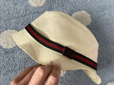 Orig Gucci Kinder Sommer Strand Stroh Hut Mütze Strandhut Cap Gr. M 50 cm